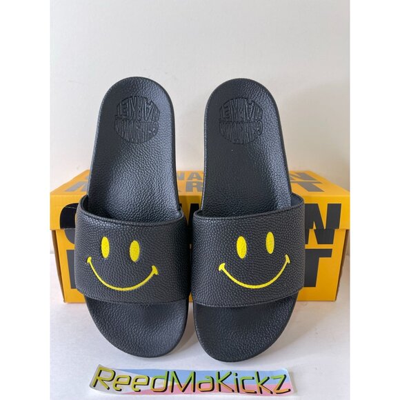 Chinatown Market Slides Smiley Black Yellow mens 10us - Picture 1 of 6